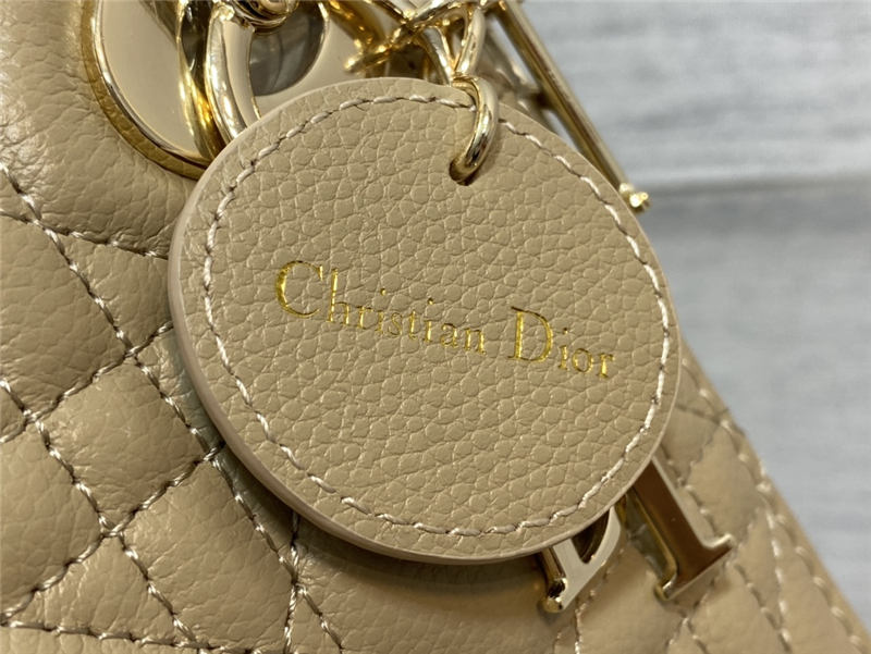 MINI LADY Dior BAG Grained Cannage Calfskin Natural Gold-Metal High