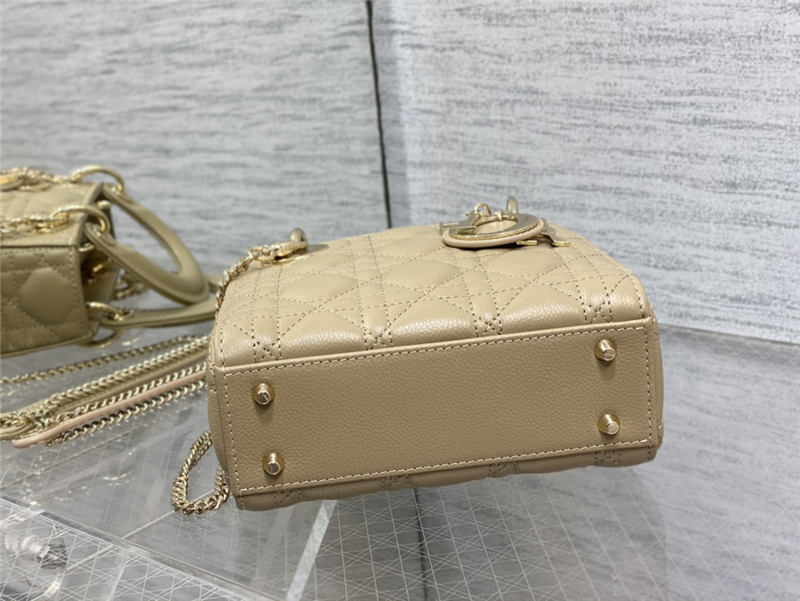 MINI LADY Dior BAG Grained Cannage Calfskin Natural Gold-Metal High