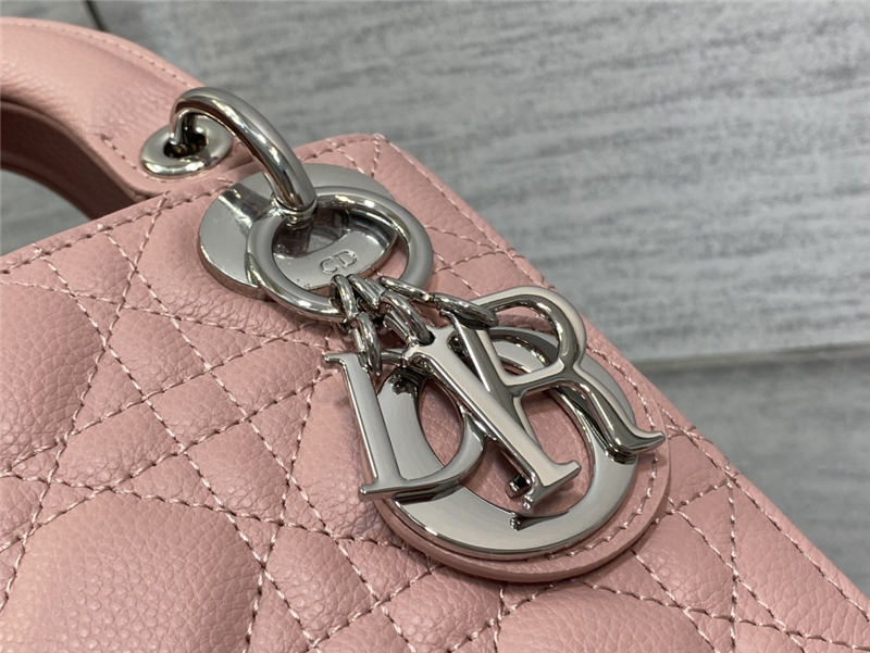 MINI LADY Dior BAG Grained Cannage Calfskin Pink Silver-Metal High