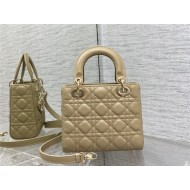 SMALL LADY Dior BAG Grained Cannage Calfskin Natural Gold-Metal High