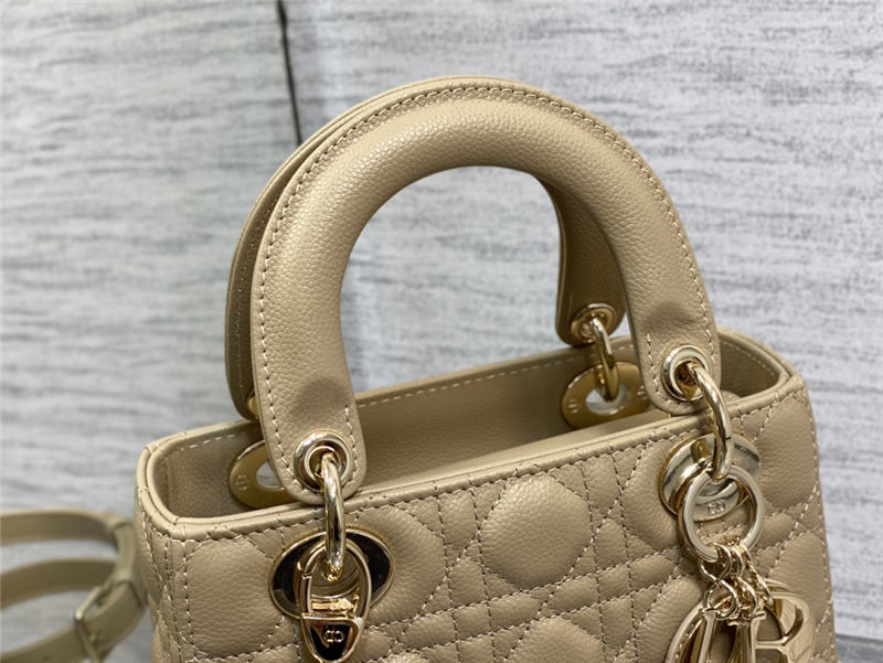 SMALL LADY Dior BAG Grained Cannage Calfskin Natural Gold-Metal High