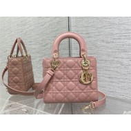 SMALL LADY Dior BAG Grained Cannage Calfskin Pink Gold-Metal High