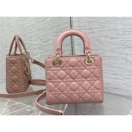 SMALL LADY Dior BAG Grained Cannage Calfskin Pink Gold-Metal High