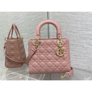 MEDIUM LADY Dior BAG Grained Cannage Calfskin Pink Gold-Metal High