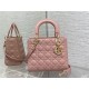 MEDIUM LADY Dior BAG Grained Cannage Calfskin Pink Gold-Metal High