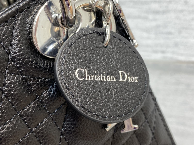 MINI LADY Dior BAG Grained Cannage Calfskin Black Silver-Metal High