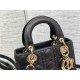 SMALL LADY Dior BAG Grained Cannage Calfskin Black Gold-Metal High