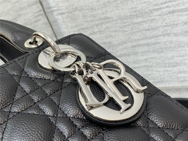 SMALL LADY Dior BAG Grained Cannage Calfskin Black Silver-Metal High