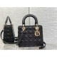 MEDIUM LADY Dior BAG Grained Cannage Calfskin Black Gold-Metal High