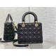 MEDIUM LADY Dior BAG Grained Cannage Calfskin Black Gold-Metal High