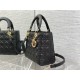 MEDIUM LADY Dior BAG Grained Cannage Calfskin Black Gold-Metal High