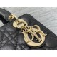 MEDIUM LADY Dior BAG Grained Cannage Calfskin Black Gold-Metal High