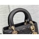 MEDIUM LADY Dior BAG Grained Cannage Calfskin Black Gold-Metal High