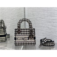 MINI LADY D-LITE BAG Houndstooth Embroidery High