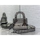 MINI LADY D-LITE BAG Houndstooth Embroidery High