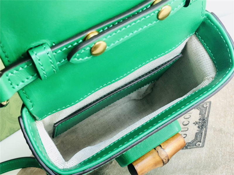 Gucci Bamboo Mini Handbag Leather Green 702106 High