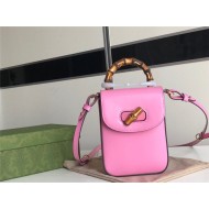 Gucci Bamboo Mini Handbag Leather Pink 702106 High