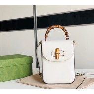 Gucci Bamboo Mini Handbag Leather White 702106 High