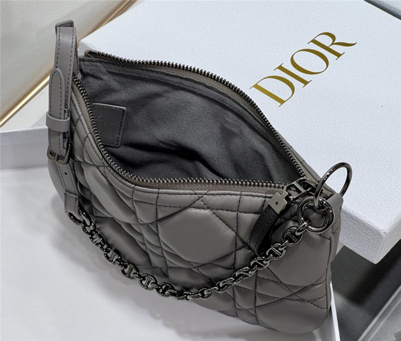 MINI Dior CARO TULIP BAG Quilted Macrocannage Calfskin Grey High