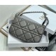 MINI Dior CARO TULIP BAG Quilted Macrocannage Calfskin Grey High