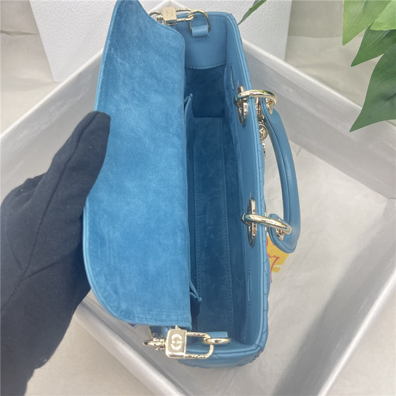 LADY D-JOY BAG MEDIUM Cannage Lambskin Blue High