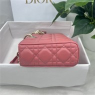 LADY D-JOY BAG MEDIUM Cannage Lambskin Pink High