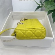 LADY D-JOY BAG MEDIUM Cannage Lambskin Yellow High