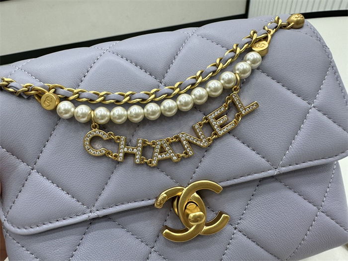 Chanel Mini Flap Bag AS4986 Shiny Lambskin, Imitation Pearls & Gold Metal A