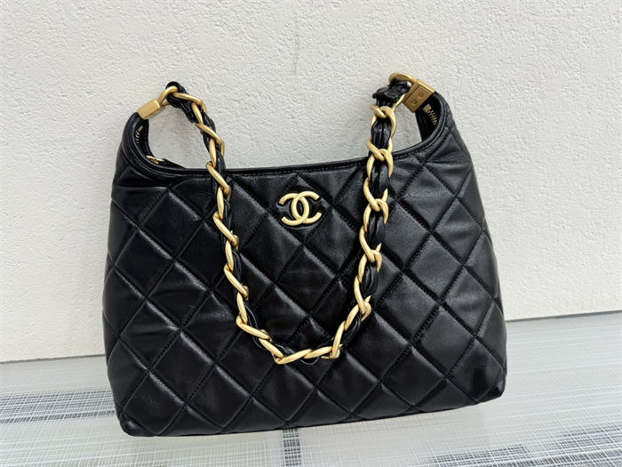 Chanel Large Hobo Handbag AS4923 Shiny Lambskin & Gold Metal A