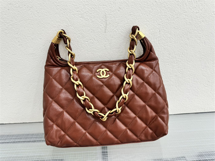 Chanel Large Hobo Handbag AS4923 Shiny Lambskin & Gold Metal A