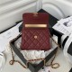 CLUTCH WITH CHAIN Lambskin, Enamel & Gold-Tone Metal AP2945 Burgundy A