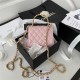 CLUTCH WITH CHAIN Lambskin, Enamel & Gold-Tone Metal AP2944 Pink A