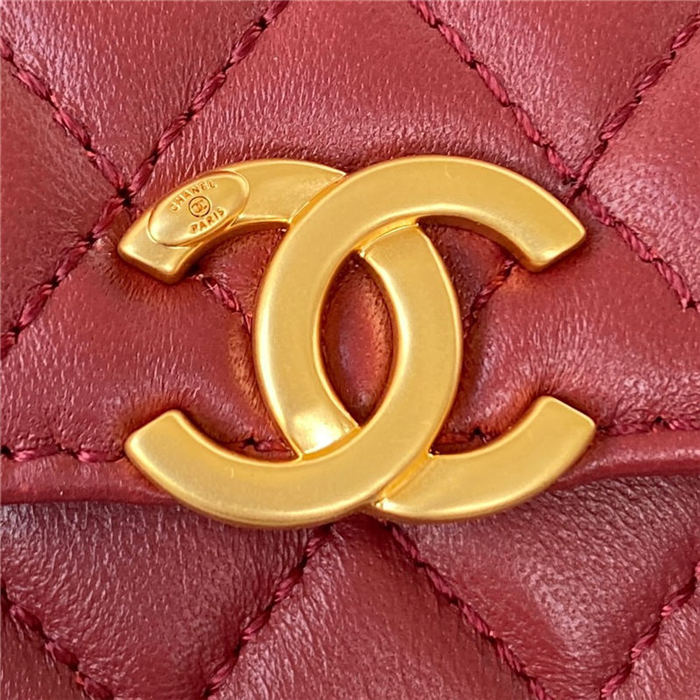 CLUTCH WITH CHAIN Lambskin, Enamel & Gold-Tone Metal AP2944 Burgundy A