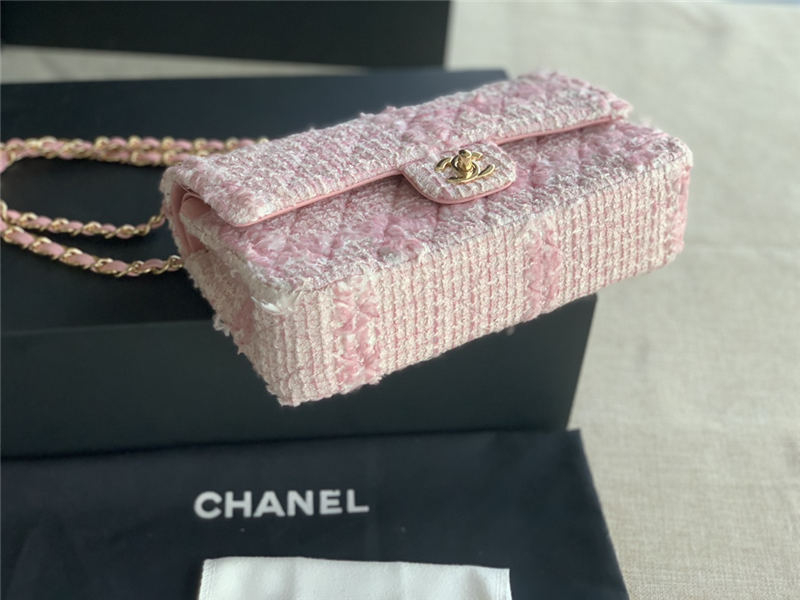 Chanel Medium Classic Flap Bag Tweed Pink High