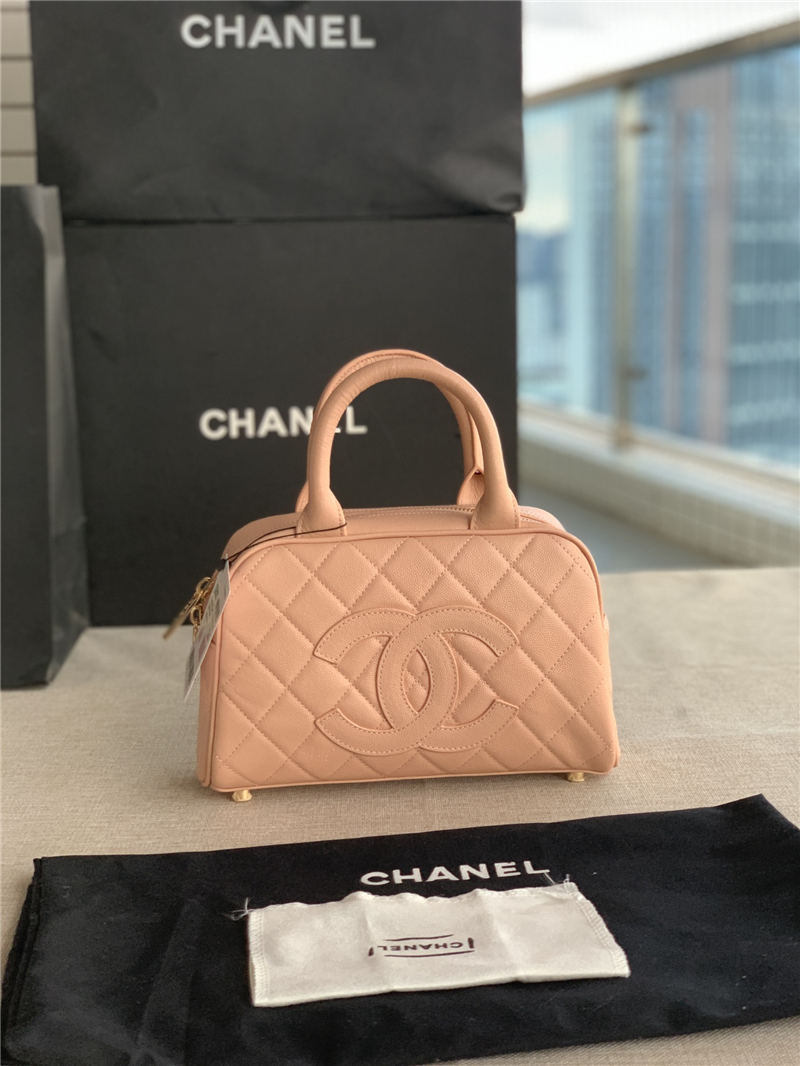 Chanel Mini Bowler Bag Grained Calfskin & Gold-Tone Metal AS3034 Pink High