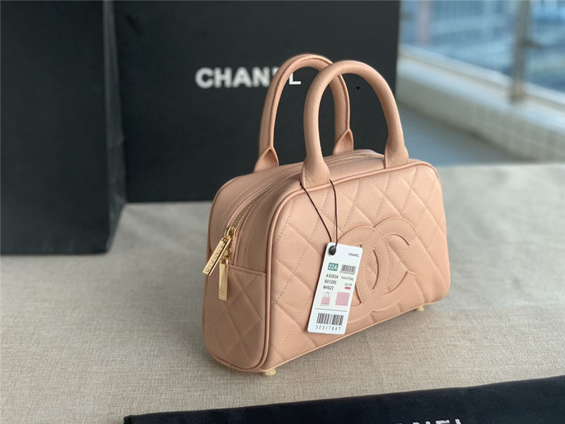 Chanel Mini Bowler Bag Grained Calfskin & Gold-Tone Metal AS3034 Pink High