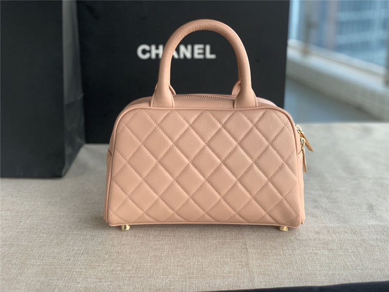 Chanel Mini Bowler Bag Grained Calfskin & Gold-Tone Metal AS3034 Pink High