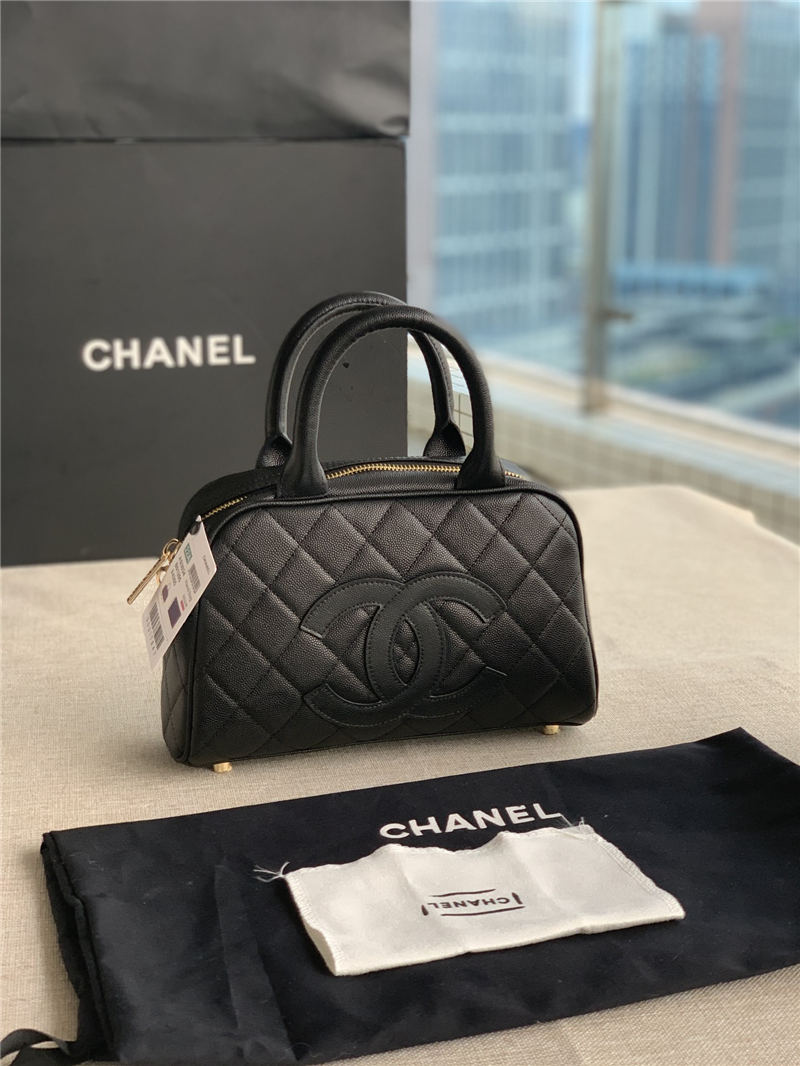 Chanel Mini Bowler Bag Grained Calfskin & Gold-Tone Metal AS3034 Black High