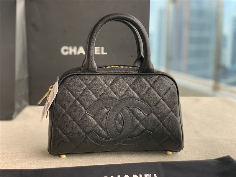 Chanel Mini Bowler Bag Grained Calfskin & Gold-Tone Metal AS3034 Black High