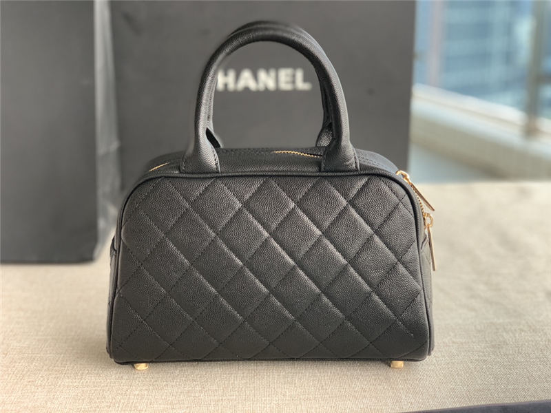 Chanel Mini Bowler Bag Grained Calfskin & Gold-Tone Metal AS3034 Black High