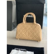 Chanel Mini Bowler Bag Grained Calfskin & Gold-Tone Metal AS3034 Beige High