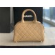 Chanel Mini Bowler Bag Grained Calfskin & Gold-Tone Metal AS3034 Beige High