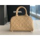 Chanel Mini Bowler Bag Grained Calfskin & Gold-Tone Metal AS3034 Beige High