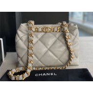 SMALL SHOPPING BAG Lambskin & Gold-Tone Metal AS3502 Grey High