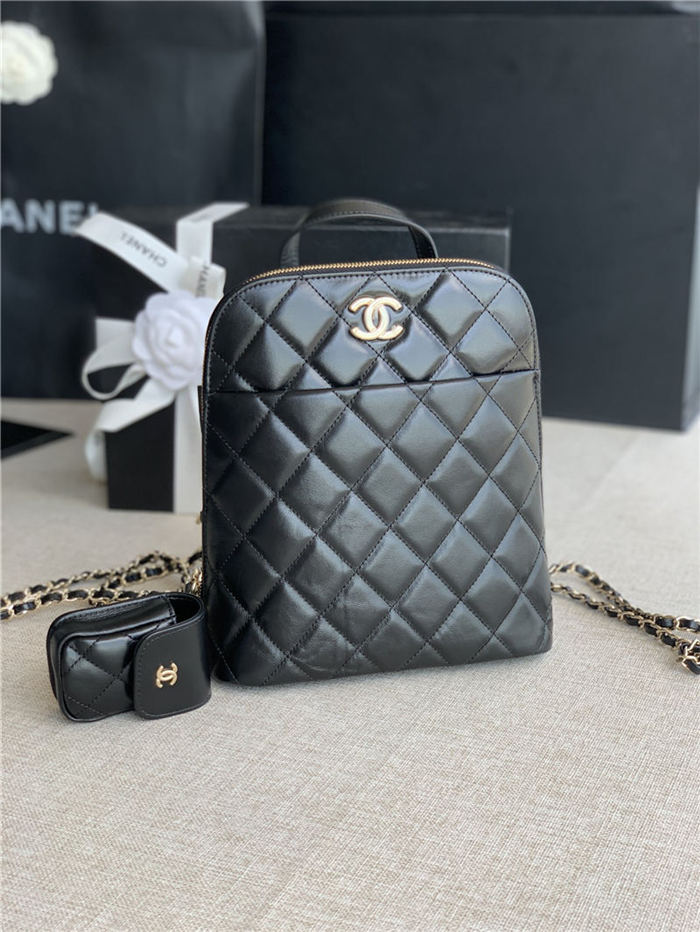 Chanel Backpack Calfskin Gold-Tone Metal AS3332 High