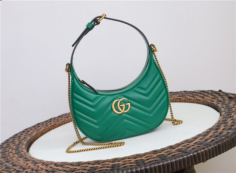 GG Marmont half-moon-shaped mini bag Green 699514 High