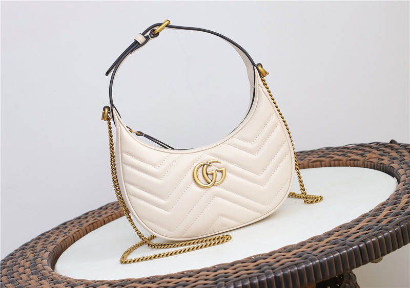 GG Marmont half-moon-shaped mini bag White 699514 High