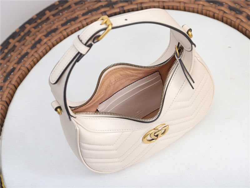 GG Marmont half-moon-shaped mini bag White 699514 High