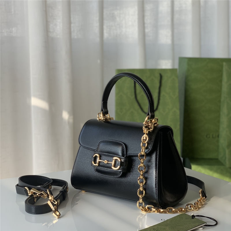 Gucci Horsebit 1955 top handle bag 703848 Leather Black high