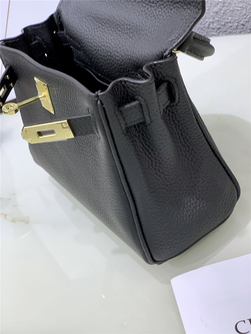 Hermes Kelly Mini Retourne Bag Clemence Leather Black High